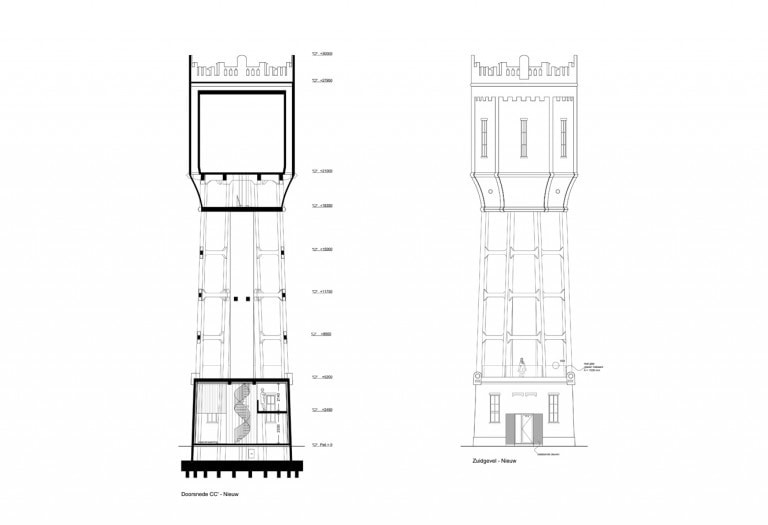 2-verbouwing-watertoren-woonhuis-doorsnede-gevelaanzicht